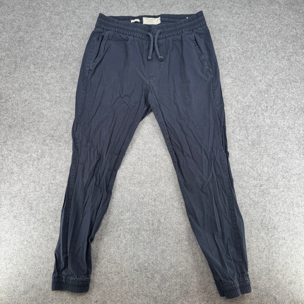 Y2K Abercrombie & Fitch Joggers Mens Medium Navy Blue Stretch Elastic Waist